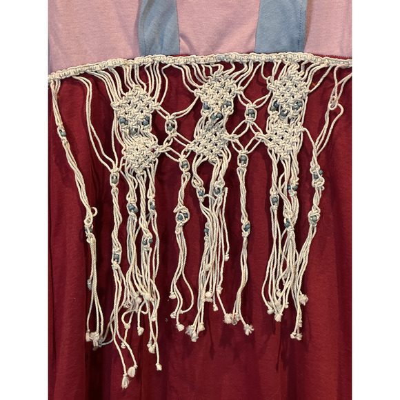 Vintage Homemade Funky Pink Red‎ Blue Ruffle Costume with Belt Boho Small - Picture 5 of 10